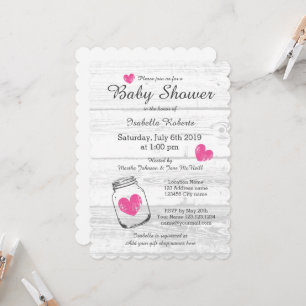 Barn wood rustic mason jar baby shower invitations
