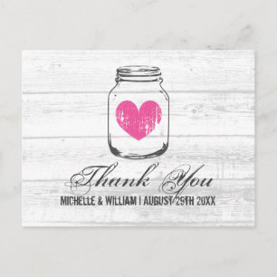 Barn wood rustic mason jar wedding thank you cards