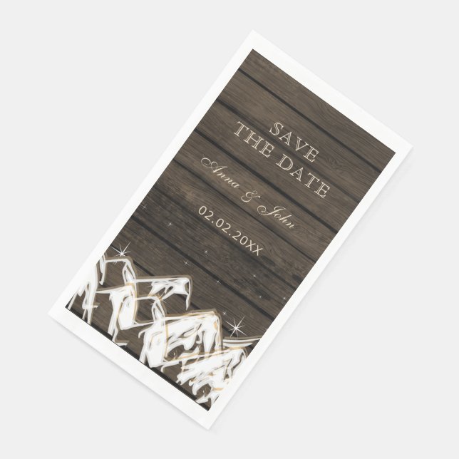 Barn wood Rustic Mountains Save the  Date Napkin (Corner)