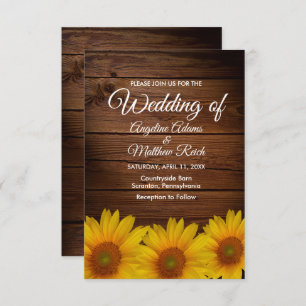 Barn Wood + Rustic Sunflower Wedding Invitation