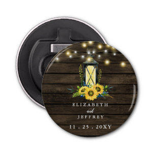 Barn Wood String Lights Sunflowers Wedding   Bottle Opener