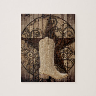 Barn Wood Texas Lone Star western country cowgirl Jigsaw Puzzle