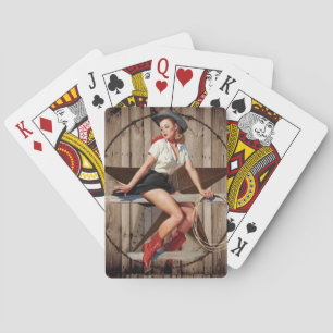 Barn Wood Texas Star western country Cowgirl Playing Cards