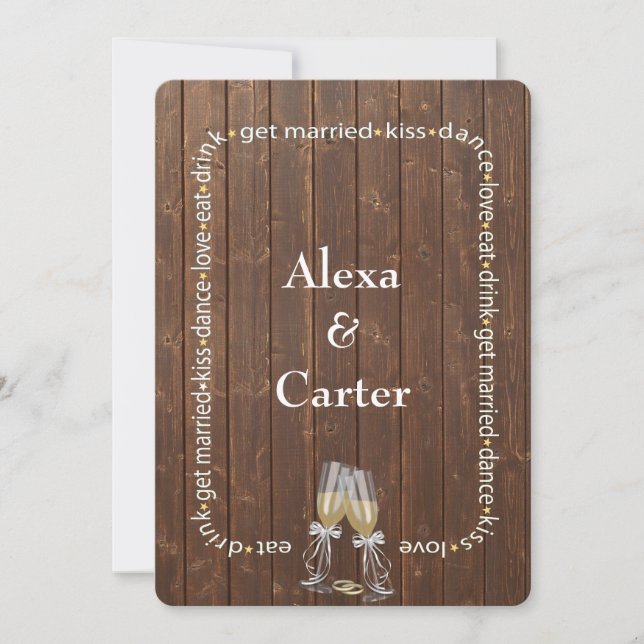 Barn Wood Wedding Invitation (Front)