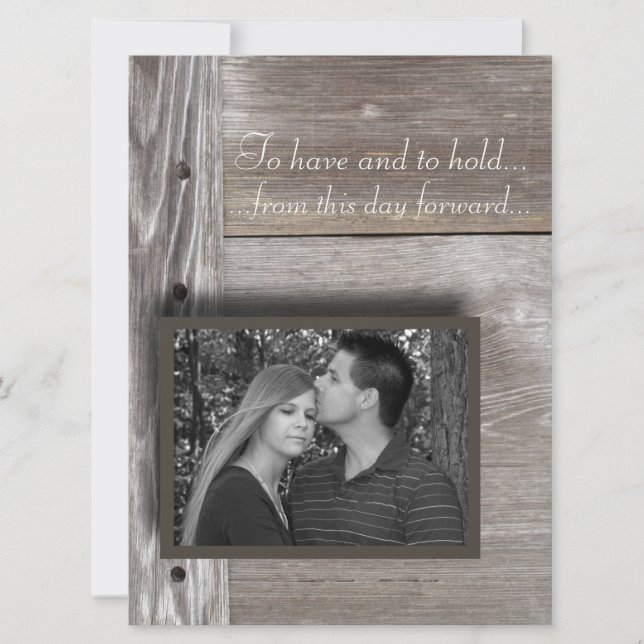 Barn wood wedding invitation (Front)