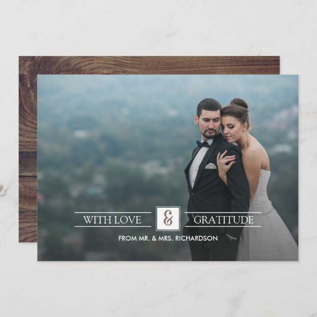 Barn Wood Wedding Thank You Photo Cards (Front/Back)