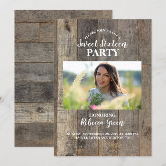 barn wood western country Sweet sixteen party Invitation