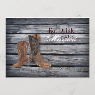 Barn Wood Western Cowboy wedding Rehearsal Dinner Invitation