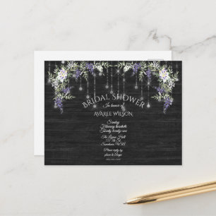  Barnboard String Lights Purple Wisteria Floral Postcard