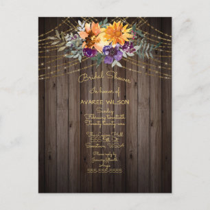  Barnboard String Lights Sunflowers Bridal Shower Postcard