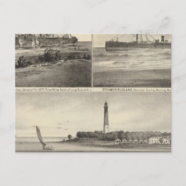 Barnegat Inlet Steamship Amerique Postcard (Front)