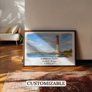 Barnegat Light New Jersey Poster, Watercolor Poster