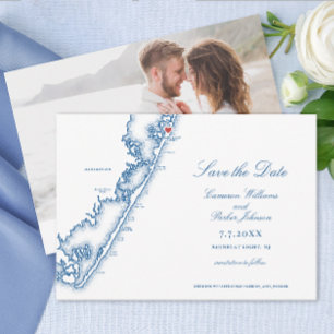 Barnegat Light NJ Map Elegant Navy Blue Wedding Save The Date