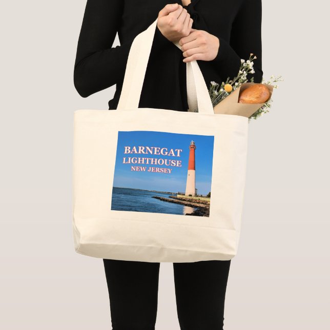 Barnegat Lighthouse, New Jersey Large Tote Bag (Front (Product))