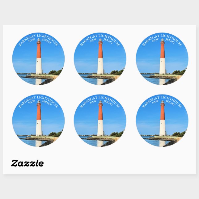 Barnegat Lighthouse, New Jersey Round Stickers (Sheet)