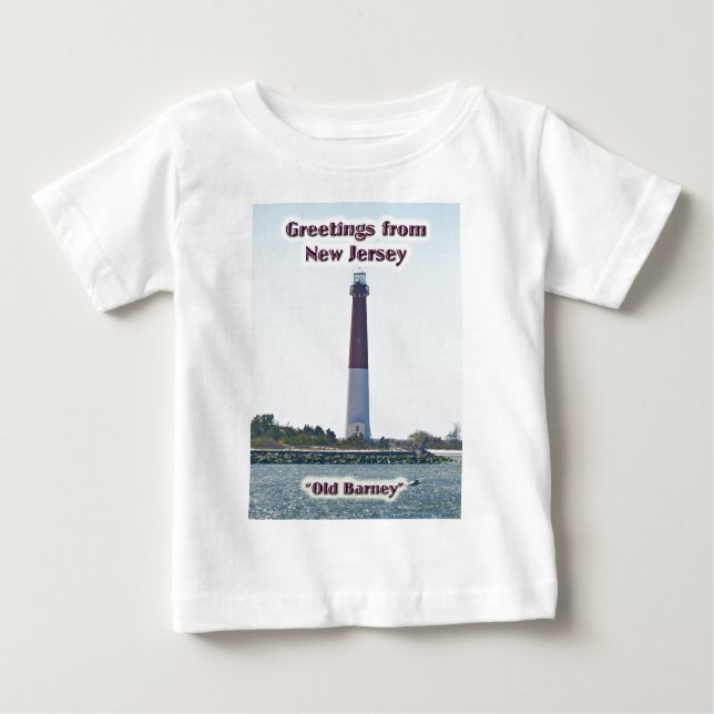 Barnegat Lighthouse NJ Greetings Baby Shirt LBI (Front)
