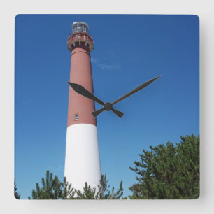 Barnegat Lighthouse Old Barney Square Wall Clock