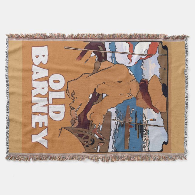 Barnegat Lighthouse Vintage Style Throw Blanket (Front)
