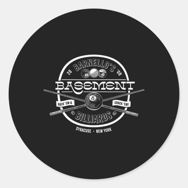 Barnellos Basement Billiards  Classic Round Sticker (Front)