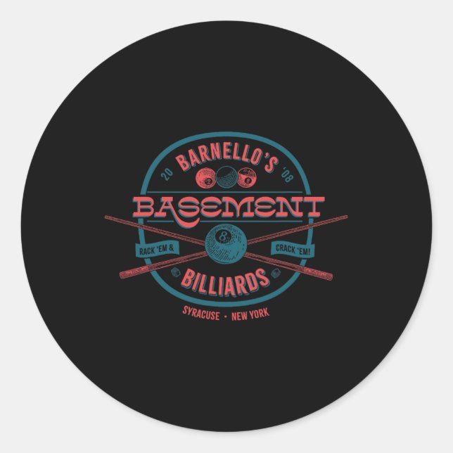 Barnellos Basement Billiards  Classic Round Sticker (Front)