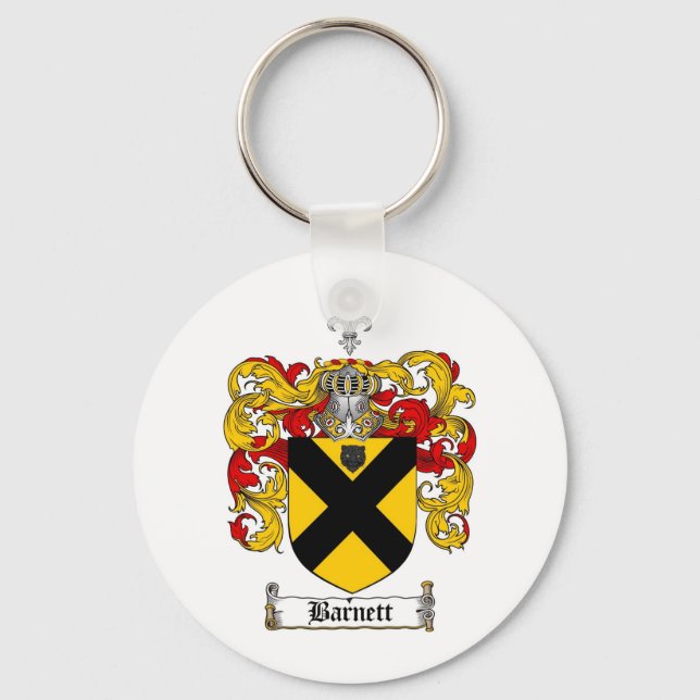 BARNETT FAMILY CREST -  BARNETT COAT OF ARMS KEY RING (Front)