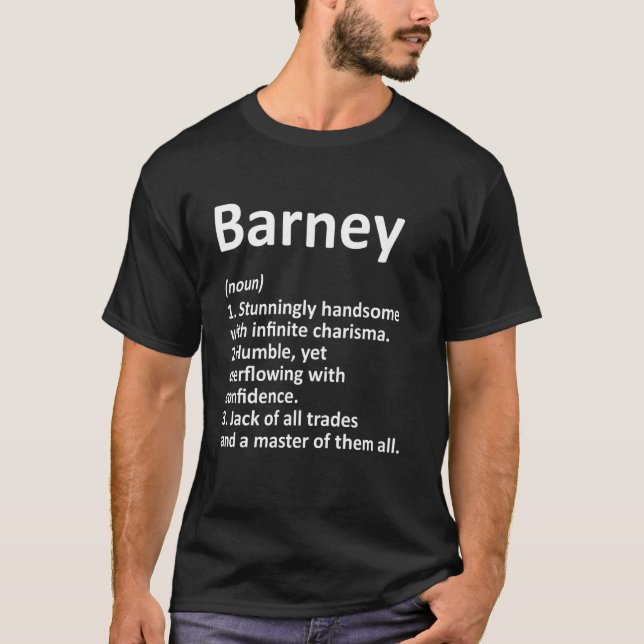 Barney Definition Personalised Name Funny Birthday T-Shirt (Front)