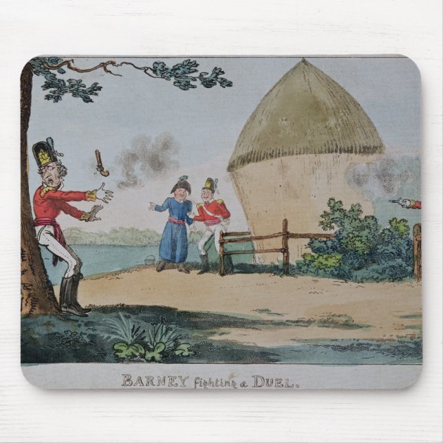 Barney fighting a duel mouse pad (Front)