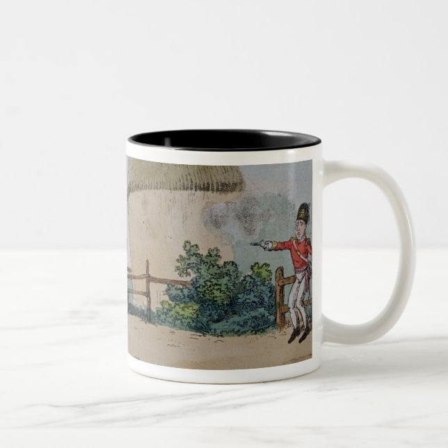 Barney fighting a duel Two-Tone coffee mug (Right)