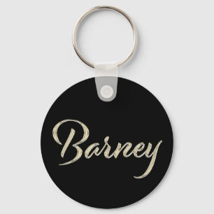 Barney Name whitegold Button Schlüsselanhänger Key Ring