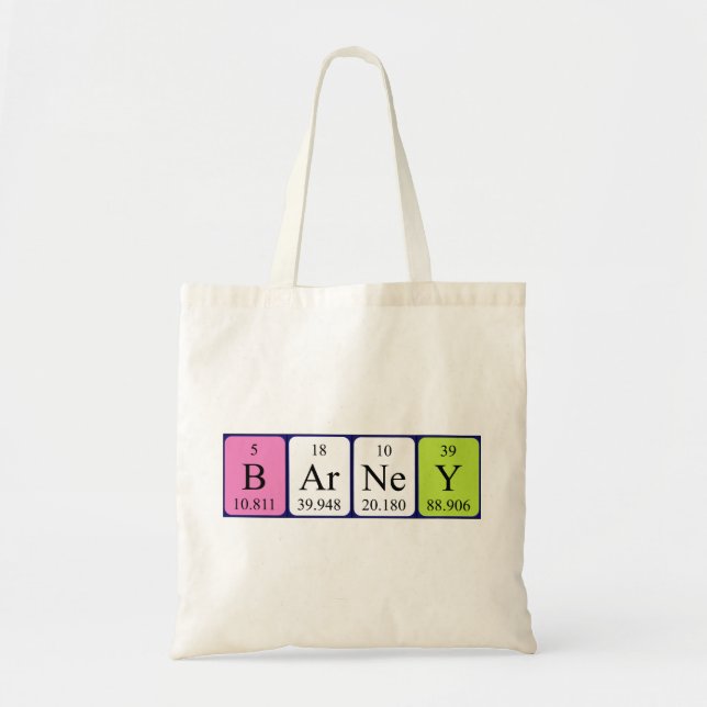 Barney periodic table name tote bag (Front)