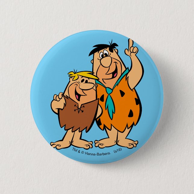 Barney Rubble and Fred Flintstone 6 Cm Round Badge (Front)