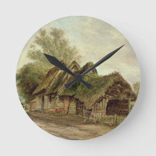 Barns at Flatford (oil on canvas) Round Clock