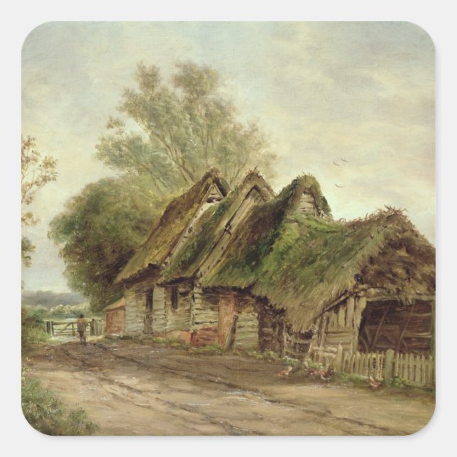 Barns at Flatford (oil on canvas) Square Sticker (Front)
