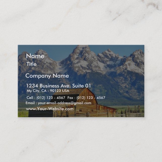 Barns Grand Tetons Mountains Business Card (Front)