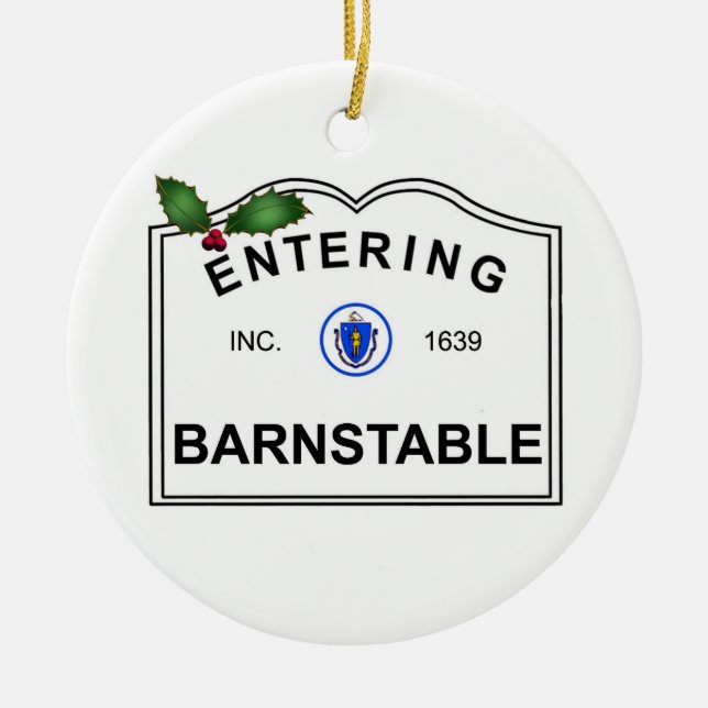 Barnstable MA Ceramic Ornament (Front)