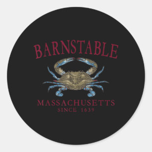 Barnstable Massachusetts Crab Town Since 1639 Classic Round Sticker