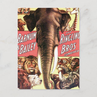 Barnum & Bailey and Ringling Bros Combined - Eleph Postcard
