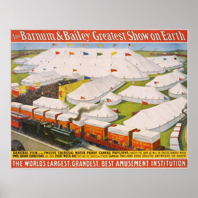 Barnum & Bailey Circus Tents with Train Poster (Front)