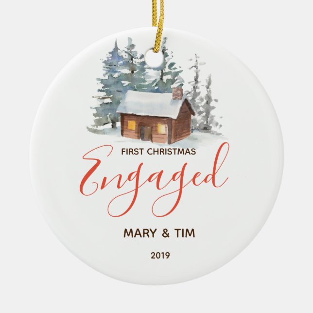 Barnwood 1st Christmas Engaged Ornament Gift (Front)