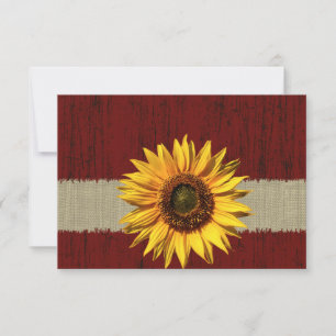 Barnwood and Burlap Sunflower Wedding RSVP Card