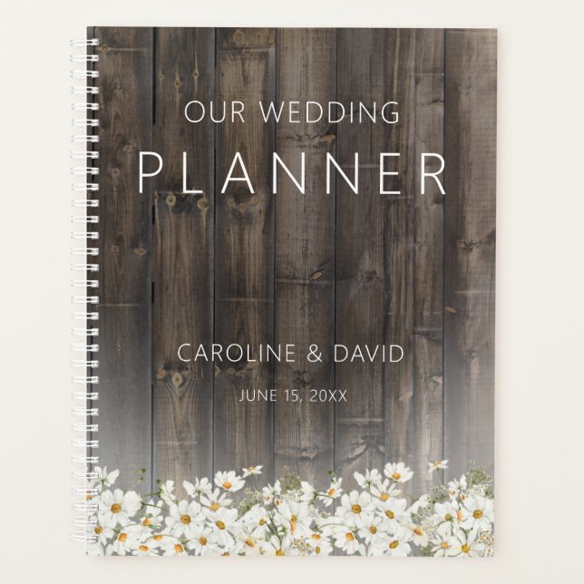 Barnwood and Daisies Rustic Wedding Planner (Front)