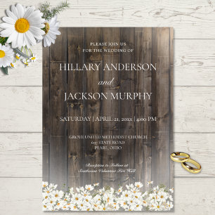 Barnwood and Daisies Wedding Invitation