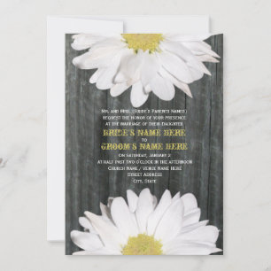 Barnwood and Daisy Wedding Invitation