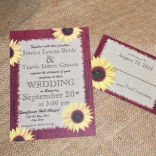 Barnwood and Sunflower Wedding Invitation