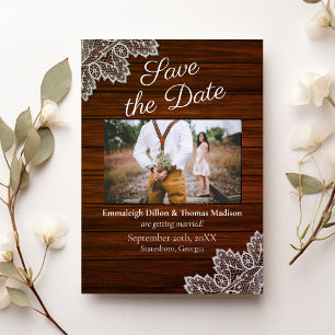 Barnwood and Vintage Lace Wedding Invitation