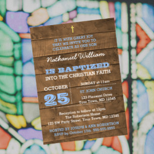 Barnwood Blue Baptism Invitation