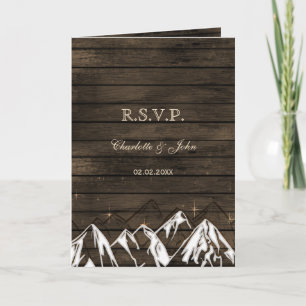 Barnwood Camping Rustic Mountains Wedding rsvp Invitation