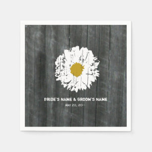 Barnwood Daisy Wedding Napkins