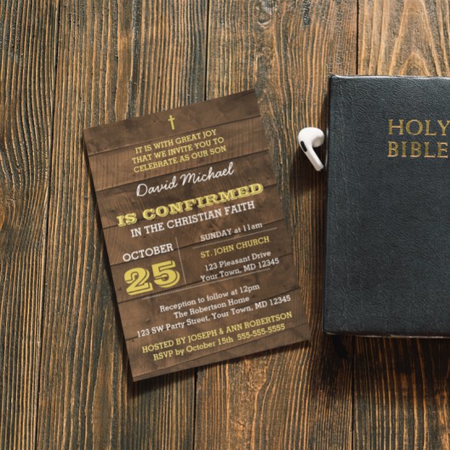 Barnwood Gold Confirmation Invitation (Creator Uploaded)