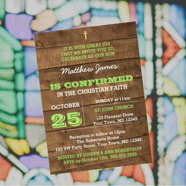 Barnwood Green Confirmation Invitation (Creator Uploaded)
